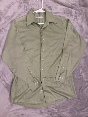 Geoffrey Beene Olive Green Long-Sleeve Button-Up Shirt